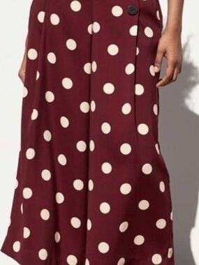 Polka Dot Wide Legged Burgundy Capris From ZARA